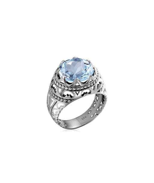 Bague Couronne Aigue Marine "Calista" en Argent 925 outlet