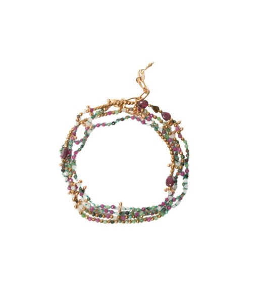 ADOUM MINI Bracelet Multitours Rubis zoisite turquoise plaqué Or 24 cts Comment ça marche