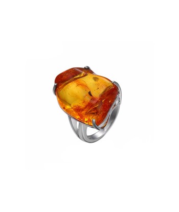 Bague Pierre Ambre "Teresina" en Argent Sterling pas cher 