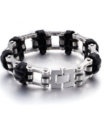 Bracelet chaine moto tete de mort noir Toutes les collections ici