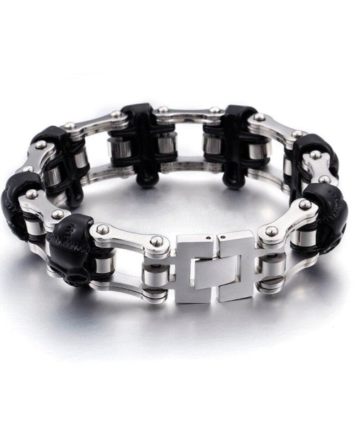 Bracelet chaine moto tete de mort noir Toutes les collections ici