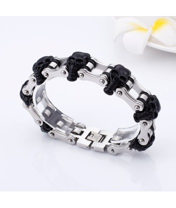 Bracelet chaine moto tete de mort noir Toutes les collections ici