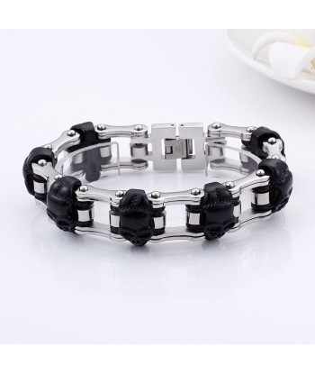 Bracelet chaine moto tete de mort noir Toutes les collections ici