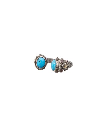 MAHARADJAH Bague Turquoise, Argent patiné français