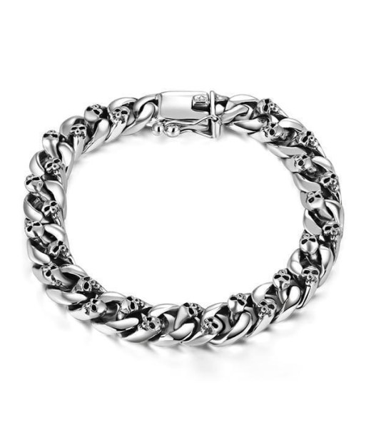 Bracelet homme argent massif tête de mort sur le site 