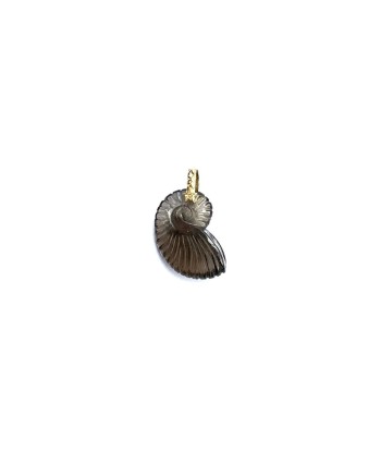 Charm NAUTILUS Quartz fumé bélière diamant argent plaqué or de France