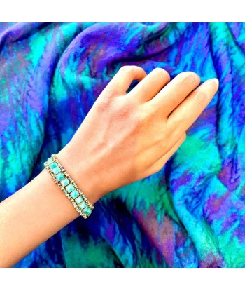 PRO - STROMBOLI Bracelet Turquoise d'Arizona, Argent plaqué Or Profitez des Offres !