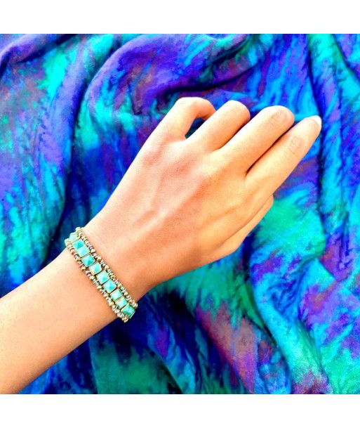 PRO - STROMBOLI Bracelet Turquoise d'Arizona, Argent plaqué Or Profitez des Offres !