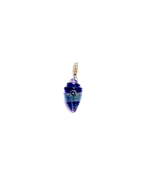 CHARM COQUILLAGE Fluorite serti Topaze, bélière Diamants argent plaqué or 24 cts Le MVP de beaucoup