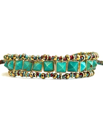 PRO - STROMBOLI Bracelet Turquoise d'Arizona, Argent plaqué Or Profitez des Offres !