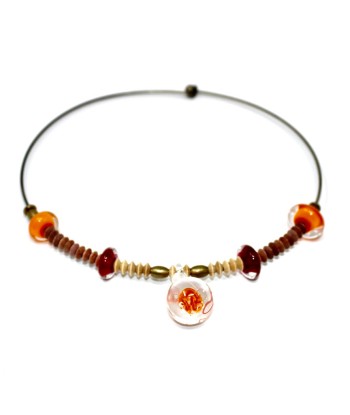 Collier Dahlia Orange Pendentif Murano livraison et retour toujours gratuits