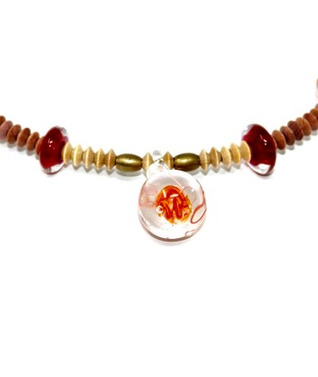 Collier Dahlia Orange Pendentif Murano livraison et retour toujours gratuits