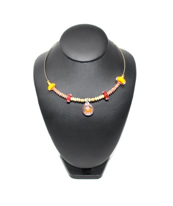 Collier Dahlia Orange Pendentif Murano livraison et retour toujours gratuits