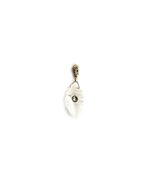 CHARM COQUILLAGE Cristal de roche serti Topaze, bélière Diamants argent plaqué or 24 cts d'Europe débarque