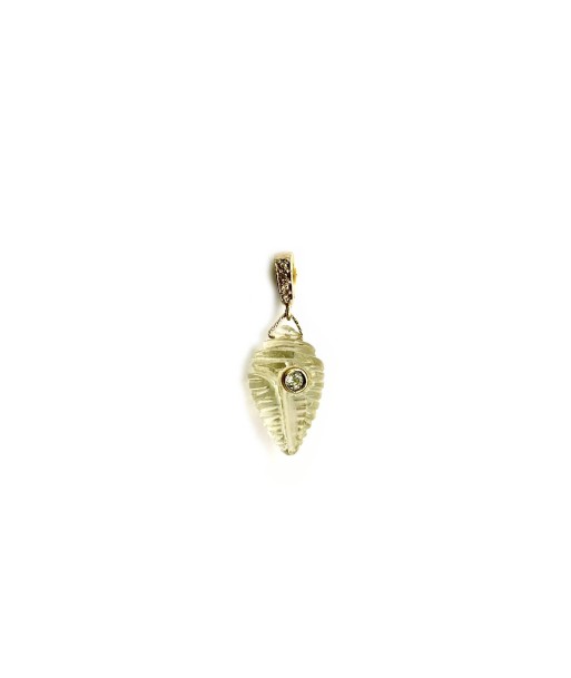 CHARM COQUILLAGE Améthyste jaune sertie Topaze, bélière Diamants argent plaqué or 24 cts sur le site 