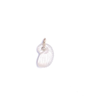 CHARM NAUTILUS Moonstone Blanche Bélière diamant argent plaqué or 24 cts france