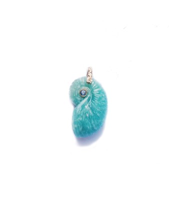 CHARM NAUTILUS Amazonite sertie Topaze Bélière diamant argent plaqué or 24 cts Dans la société mordern