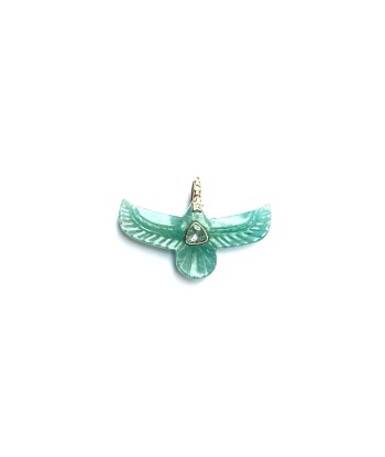 SHAMAN Charm Phoenix Sacré Amazonite, Bélière Diamant, Argent 925 plaqué or 24 cts en linge