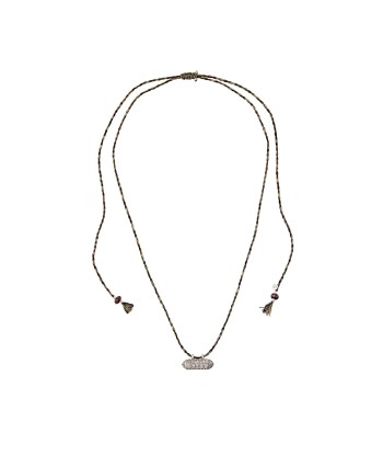 ETERNITY XL Collier Talisman Multi Diamants et argent sur cordon en soie les ctes