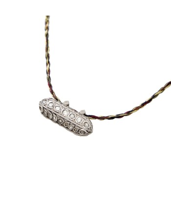 ETERNITY XL Collier Talisman Multi Diamants et argent sur cordon en soie les ctes