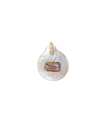 NAIADE Charm Perle baroque sertie Améthyste rectangle, beliere diamant - Argent 925 plaqué or En savoir plus