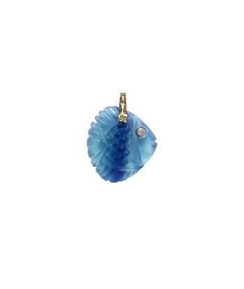 CHARM DISCUS Fluorite Bleu sculptée, Diamants, Argent 925 plaqué or 24 cts sélection de produits