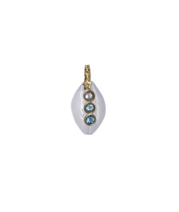 Charm CAURI Moonstone sertie Topaze, bélière diamant argent 925 plaqué or 24 cts Amélioration de cerveau avec