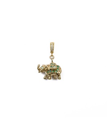 PRO - ELEPHANT Charm Diopsides argent plaqué or 24 cts, bélière diamants Les magasins à Paris et en Île-de-France