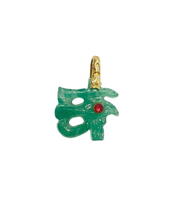 PRO - HORUS Charm Oeil de protection Quartz vert, bélière diamant, argent 925 plaqué or france