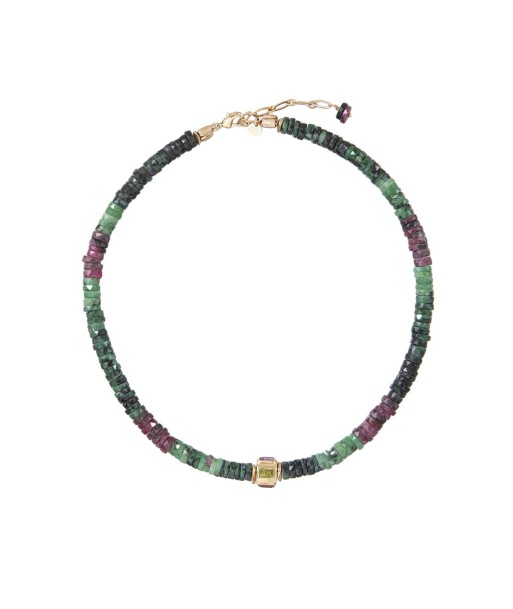 PRO - ANILA Collier Rubis Zoisite facetté & perle multi-pierres plaqué or 24 cts Voir les baskets