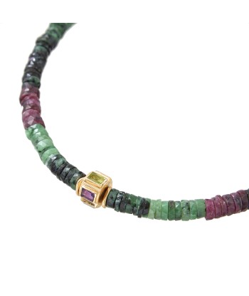 PRO - ANILA Collier Rubis Zoisite facetté & perle multi-pierres plaqué or 24 cts Voir les baskets