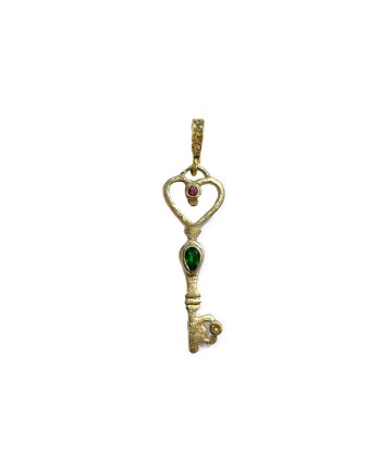 PRO - LOVE KEY Charm Tourmalines Argent plaqué Or 24 cts d'Europe débarque