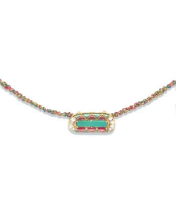 PRO - MINA Collier Turquoise et Diamants, Argent doré, cordon de soie Vous souhaitez 