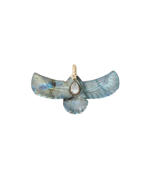 PRO - SHAMAN Charm Phoenix Sacré Labradorite, Bélière diamant, argent 925 plaqué or 24 cts 2024