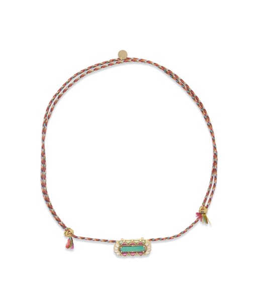 PRO - MINA Collier Turquoise et Diamants, Argent doré, cordon de soie rainbow pas cher chine