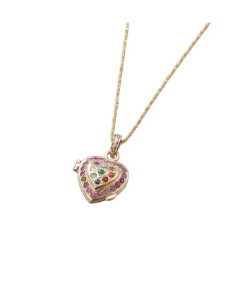 PRO - HEART LOCKET Charm Coeur Rubis, Diamant, Argent plaqué Or 24 cts Vous souhaitez 